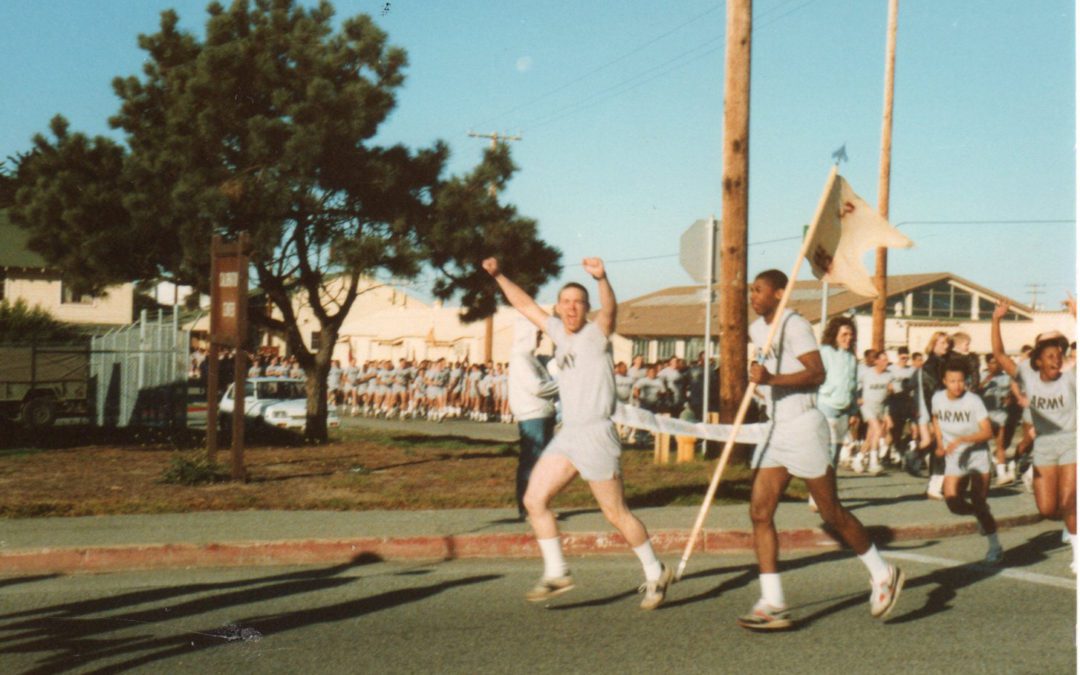 Captain Chris Lamoureux leads his soldiers during a run at Fort Ord, California