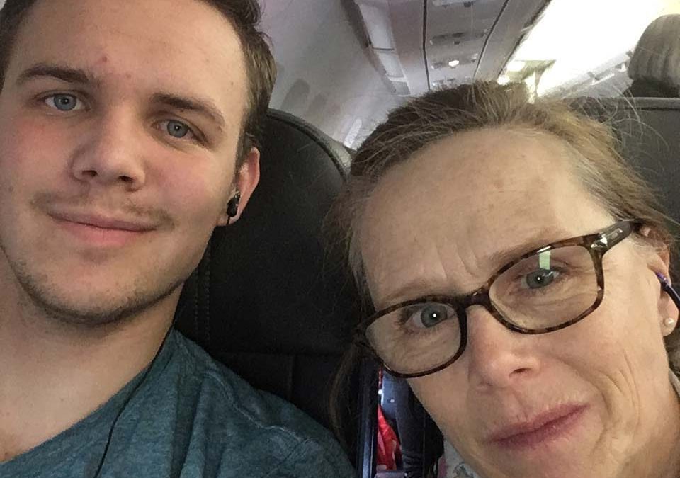 Cathy and Gilbert on the Plane Home